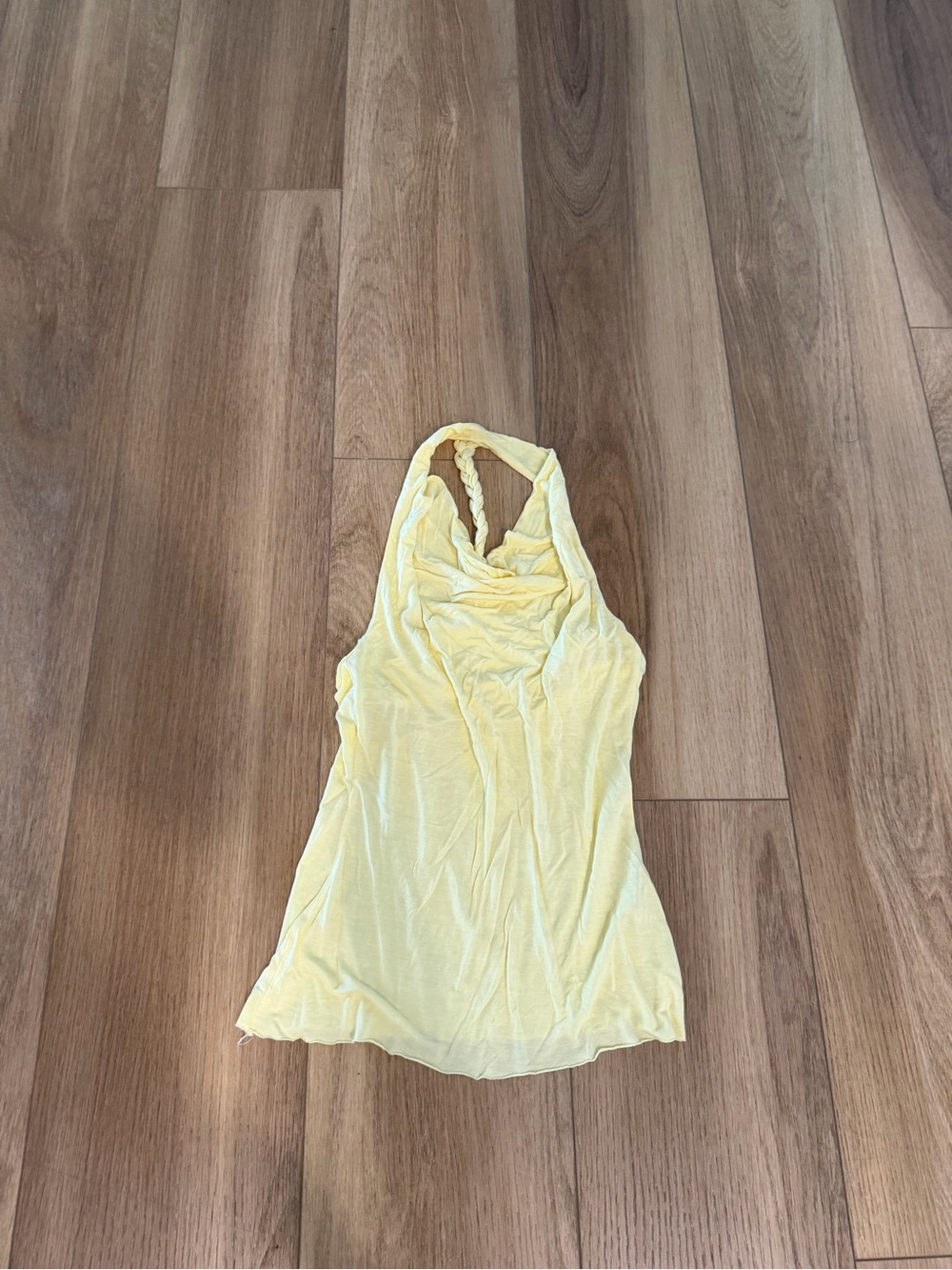 Matty M Women's Yellow Twist-Back Halter Tank Top